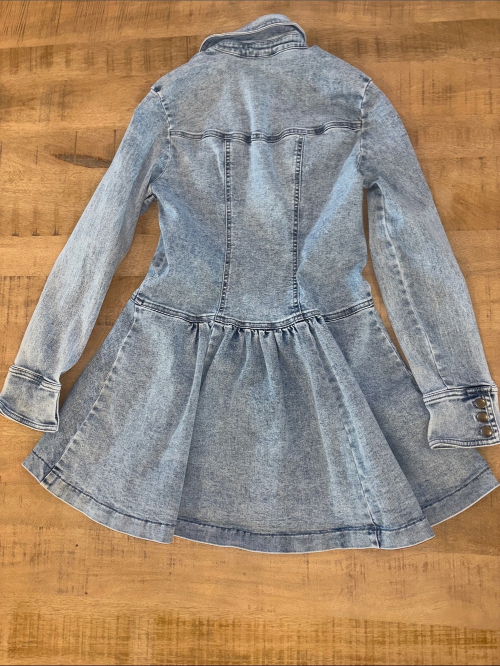 Free People Roadhouse L/S Denim Dress Small Cowgirl Gameday Western $168 - Picture 7 of 8